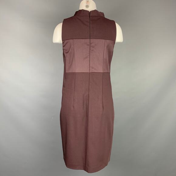 BRUNELLO CUCINELLI Size M Eggplant Virgin Wool A-line Sleeveless Dress - Picture 3 of 6